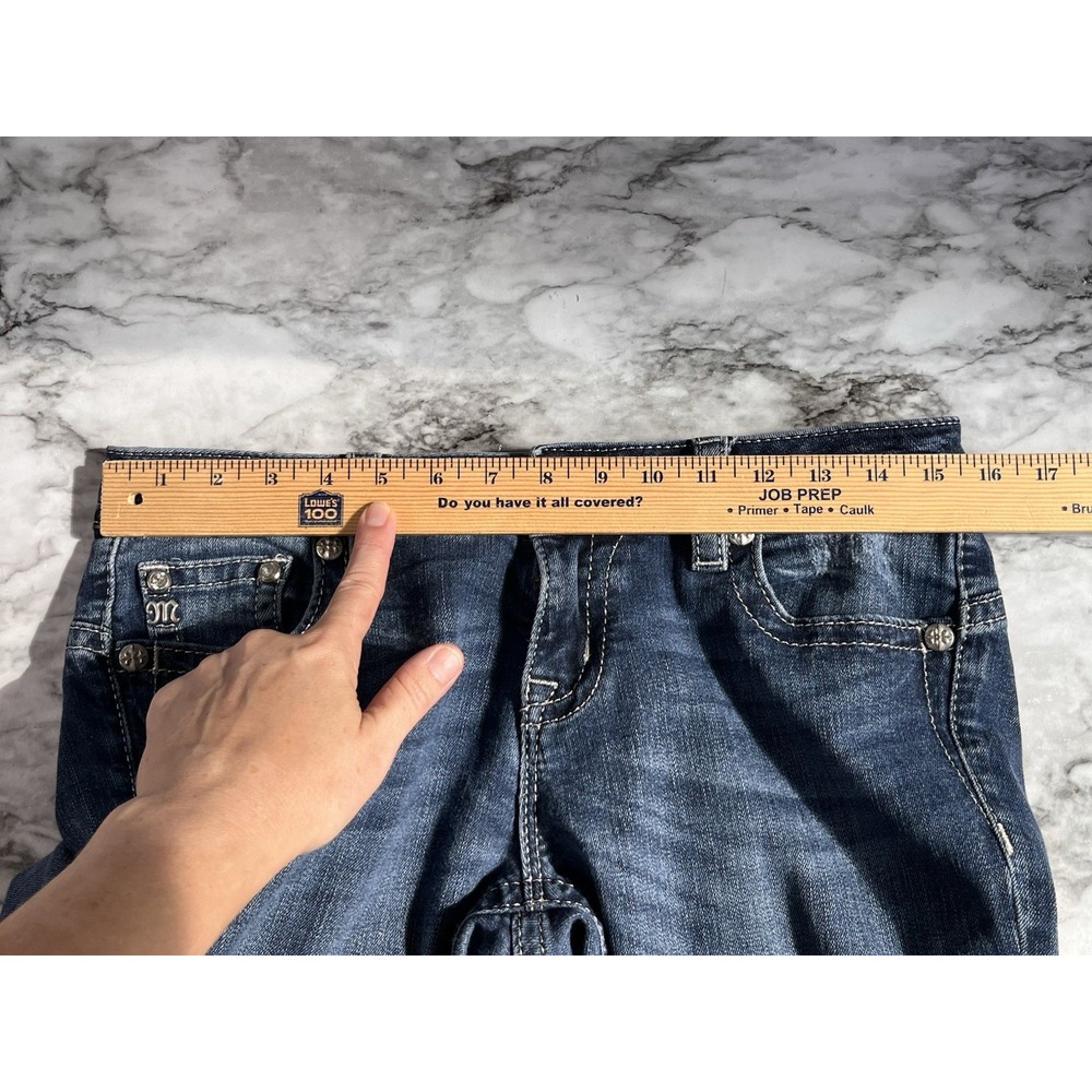 Miss Me Relaxed Bootcut Denim Jeans Embellished pockets 28X32 Y2K Low Rise - Picture 8 of 11